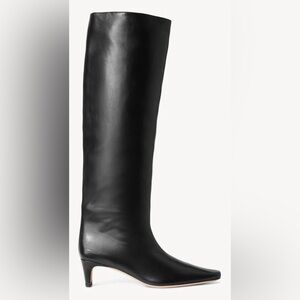 STAUD Black Leather WALLY Heeled Boots US 8, EU 38